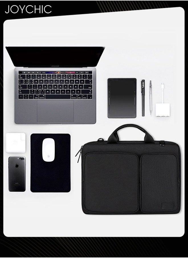 360° Protective Tablet Case Shoulder Bag Large Capacity Carrying Pouch Sleeve Case with Front Pocket Waterproof Vertical Laptop Bag Fit 13.3 inch for Men Women Work School Travel Black