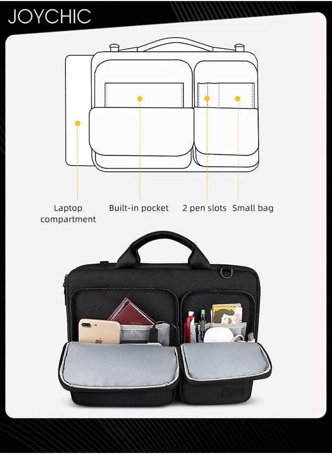 360° Protective Tablet Case Shoulder Bag Large Capacity Carrying Pouch Sleeve Case with Front Pocket Waterproof Vertical Laptop Bag Fit 13.3 inch for Men Women Work School Travel Black