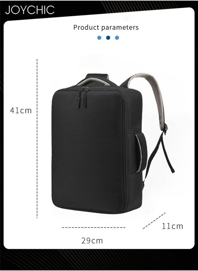 Solid Pattern Casual Waterproof Laptop Tote Bag Large Capacity Full Opening Backpack with USB Charging Port for Men School Office Work Travel Fit 15.6 inch Black