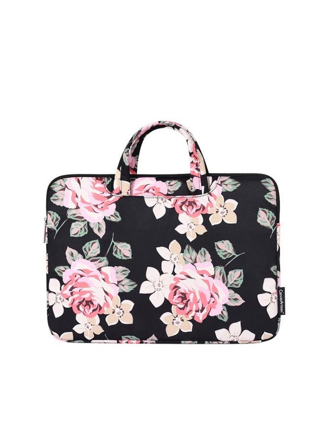 H40-B01 White Rose Pattern Laptop Case Bag Computer Liner Bag With Handle, Size: 13 Inch(Black)