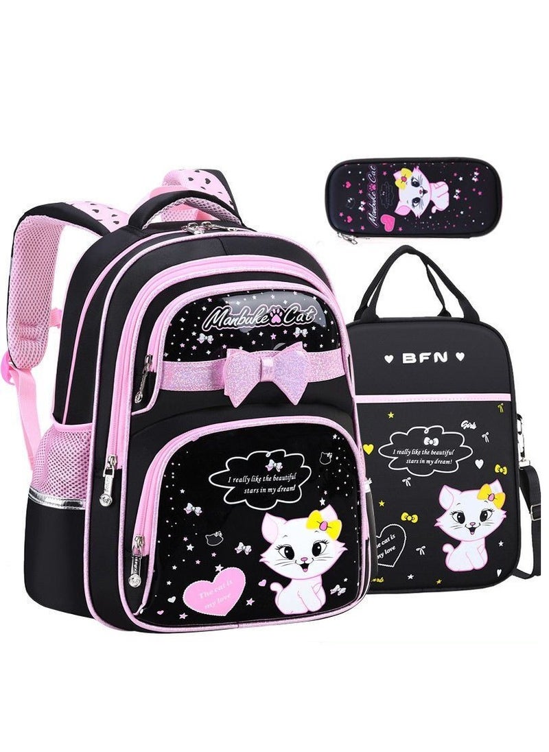 3 Pcs School Bags Backpack Set with  for Kids, Large Capacity Student Bookbag, Includes Backpack, Lunch Bag and Pencil Case, School Supplies for Boys Girls Teens