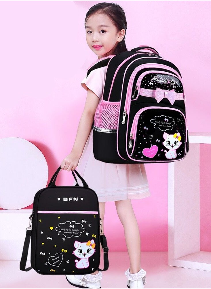 3 Pcs School Bags Backpack Set with  for Kids, Large Capacity Student Bookbag, Includes Backpack, Lunch Bag and Pencil Case, School Supplies for Boys Girls Teens