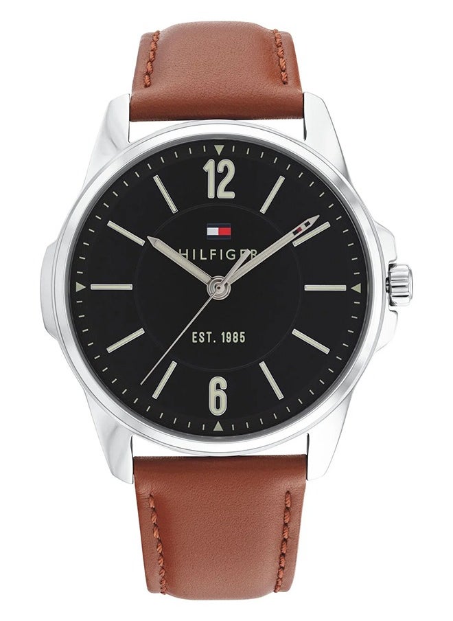 TOMMY HILFIGER ROUND ANALOG MEN'S BLACK CASE WATCH - 1791448