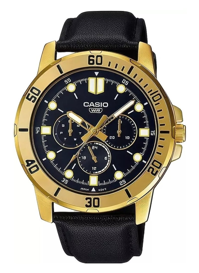 Casio Men's Water Resistant Leather Analog Wrist Watch MTP-VD300GL-1EUDF