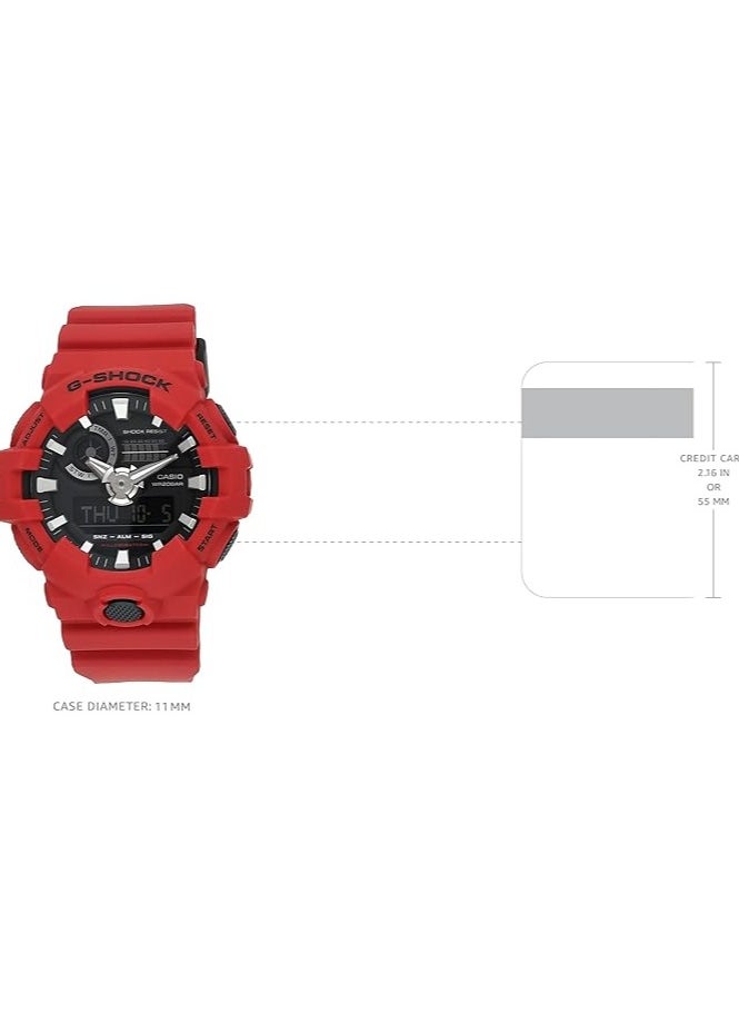 Casio G-Shock Watch - GA-700-4ADR Black Dial, Red Band