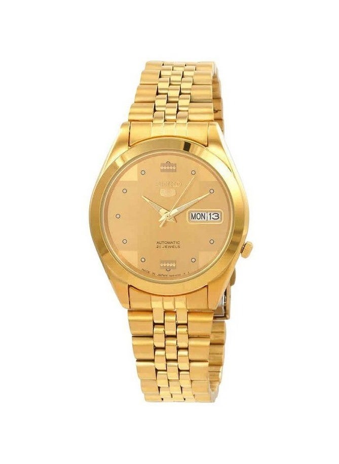 Seiko 5 Gold Tone Jubilee Bracelet Gold Dial 21 Jewels Automatic SNKC12J1 Mens Watch