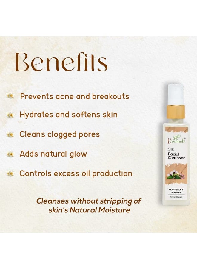 Silk Facial Cleanser With Clary Sage & Manuka For Acne & Pimples 120Ml / 4.06 Fl Oz