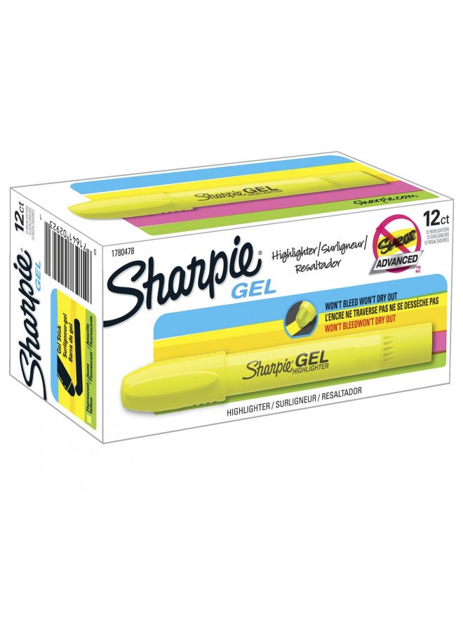 SHARPIE 1780478 Accent Gel Highlighter, Fluorescent Yellow, 12-Pack