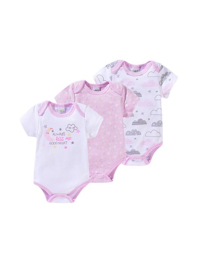 Bambimici 3-Piece Short Sleeve Printed Bodysuit for Baby Girl