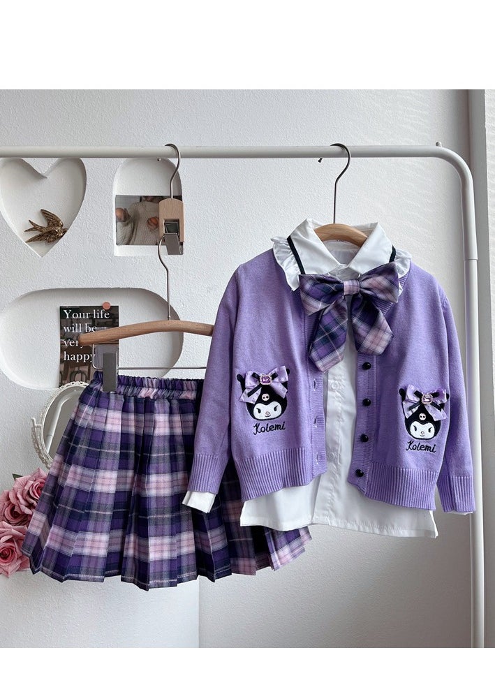 Girls' Western Bow College Style Three Piece Set