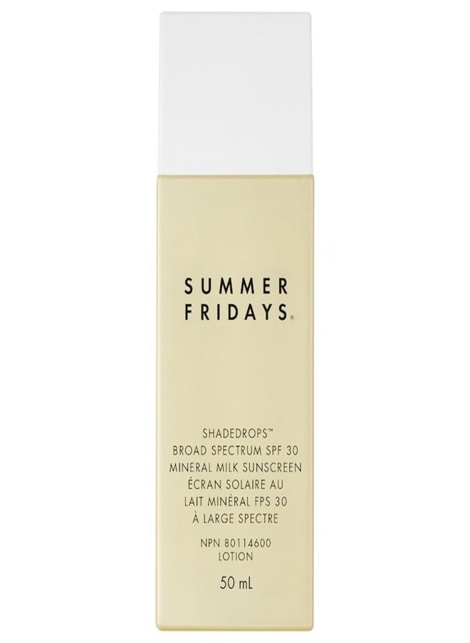 Summer Fridays ShadeDrops Mineral Sunscreen Milk SPF 30 - Broad Spectrum UV Protection, 50ml