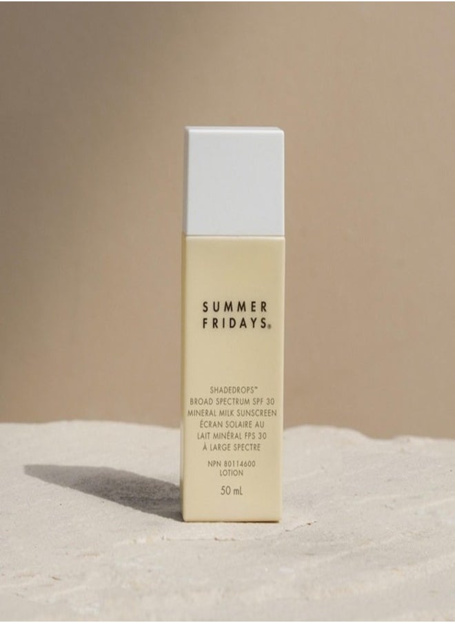 Summer Fridays ShadeDrops Mineral Sunscreen Milk SPF 30 - Broad Spectrum UV Protection, 50ml