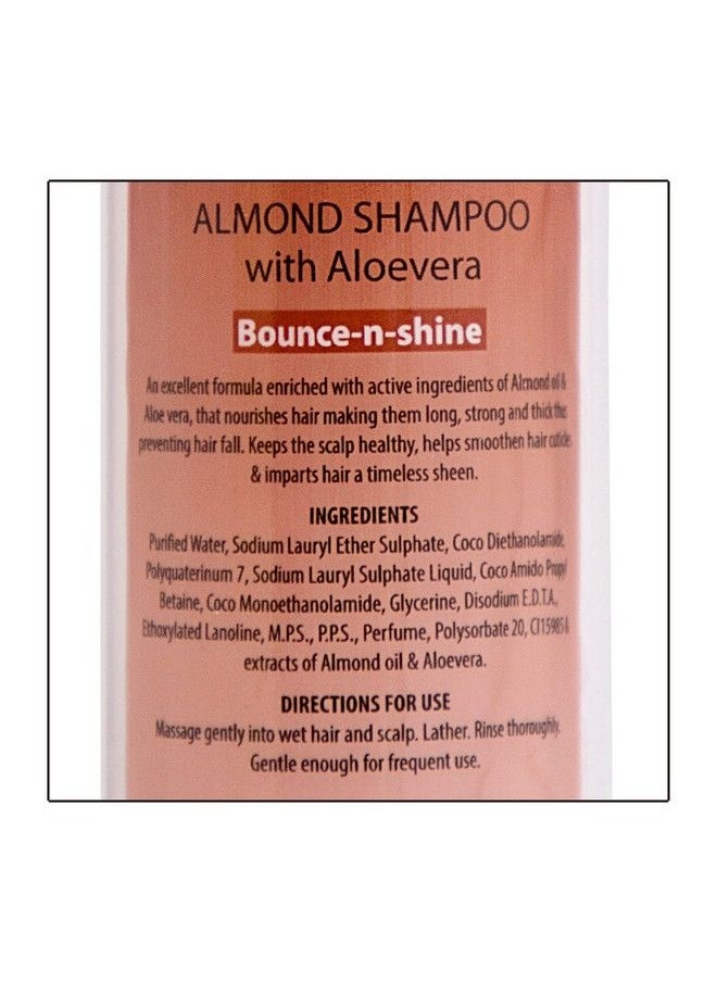 Almond Shampoo With Aloevera ; Nourishes Hair & Scalp Combats Hair Fall Makes Hair Stronger & Thicker ; Improves Follicular Health Gives Soft & Shiny Hair ; For Women & Men 250Ml (Pack Of 1)