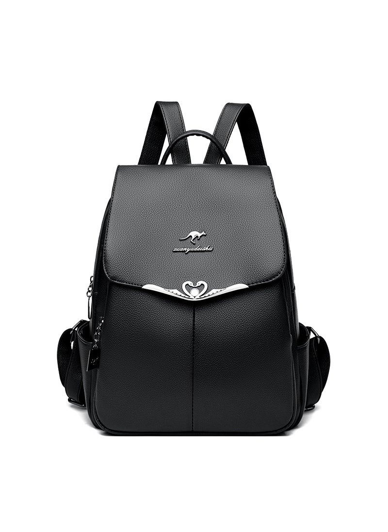 Korean Style Womens Backpack Large Capacity Black