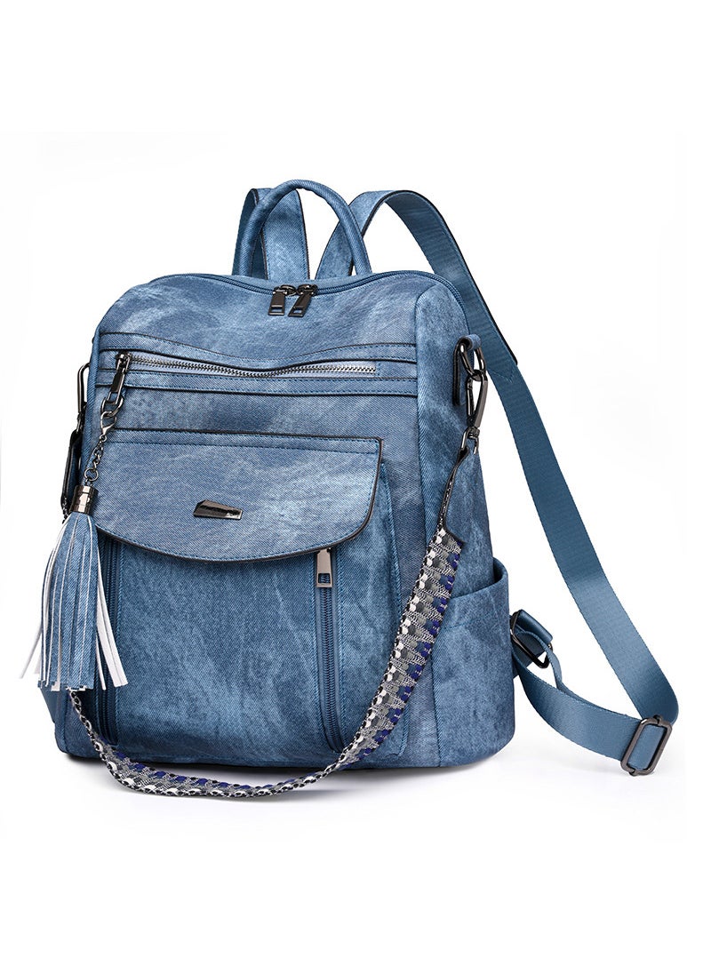 2024 Spring PU Ladies Backpack Multifunctional Blue