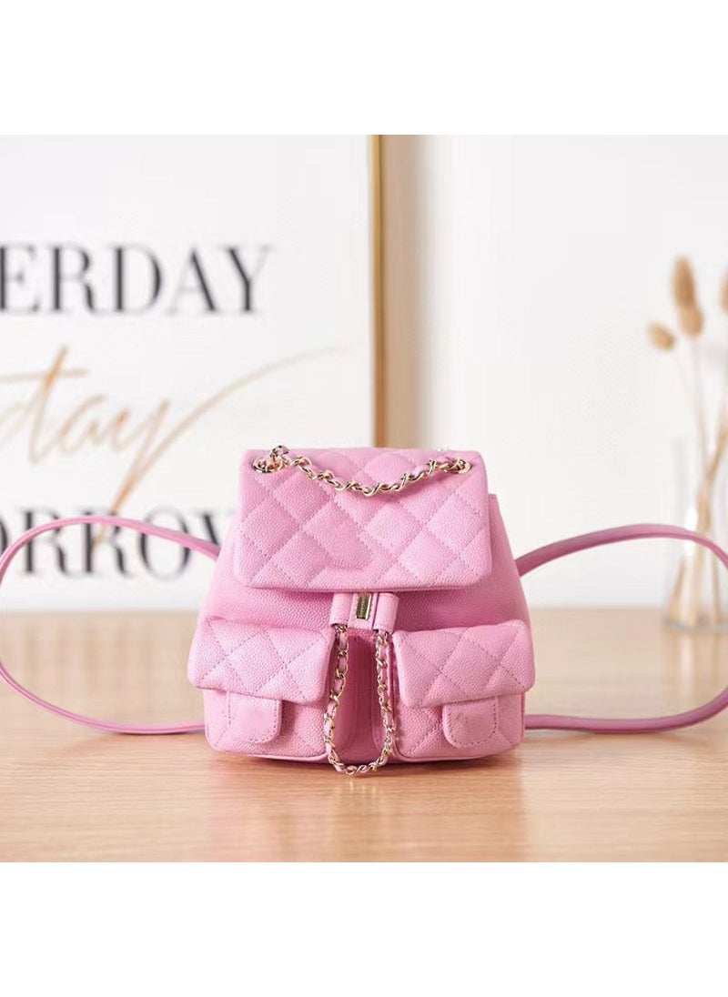 Luxury 23A Edition Duma Leather Frog Backpack Mini pink ball pattern cowhide