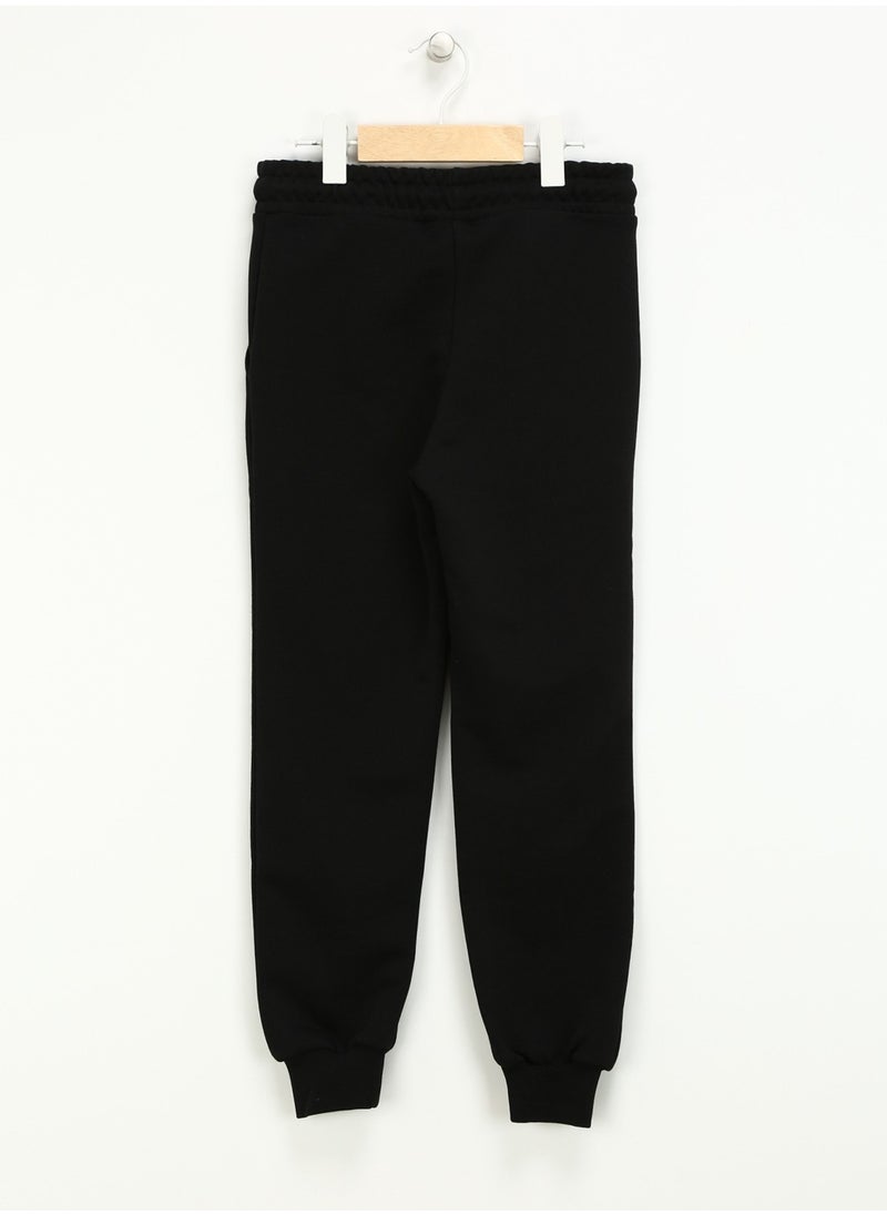 Elastic Leg Black Boys' Sweatpants HRBTXT700 Kids Sweatpants