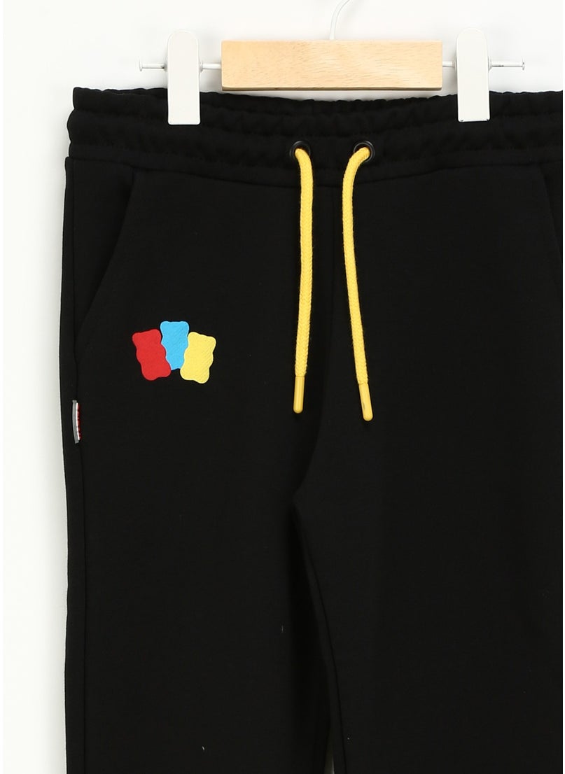 Elastic Leg Black Boys' Sweatpants HRBTXT700 Kids Sweatpants