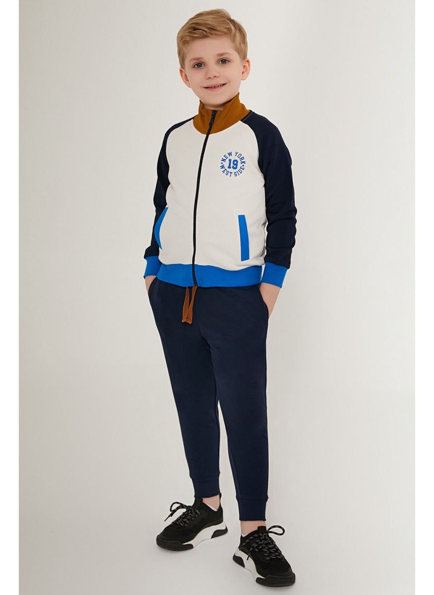 New York White Black Blue Boy's Tracksuit Set