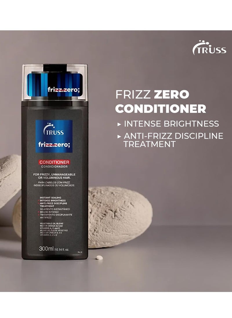 TRUSS Frizz Zero Conditioner - For Frizzy Hair - Anti Frizz, Anti Humidity Formula Protects Against Moisture While Providing Volume And Shine And Free Of Split Ends