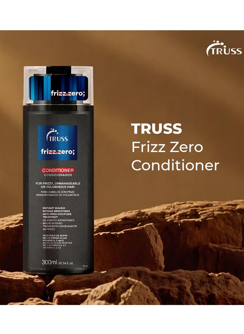 TRUSS Frizz Zero Conditioner - For Frizzy Hair - Anti Frizz, Anti Humidity Formula Protects Against Moisture While Providing Volume And Shine And Free Of Split Ends