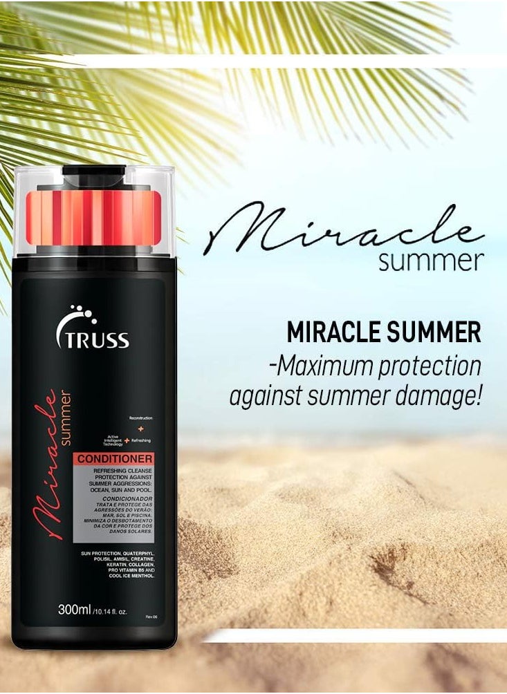 TRUSS Miracle Summer Conditioner - Moisturizing Conditioner, Protects Hair From Sun, UV, Ocean & Pool Water, Adds Shine, Prevents Color Fading - All Hair Types 300 ML