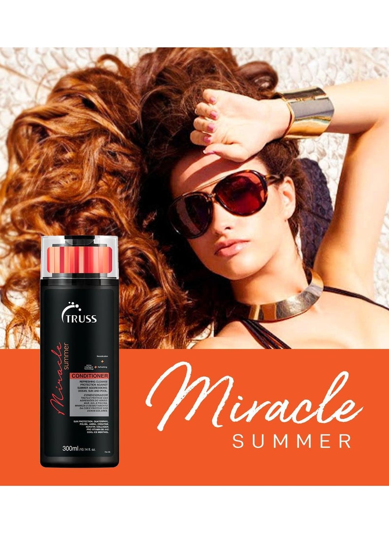 TRUSS Miracle Summer Conditioner - Moisturizing Conditioner, Protects Hair From Sun, UV, Ocean & Pool Water, Adds Shine, Prevents Color Fading - All Hair Types 300 ML