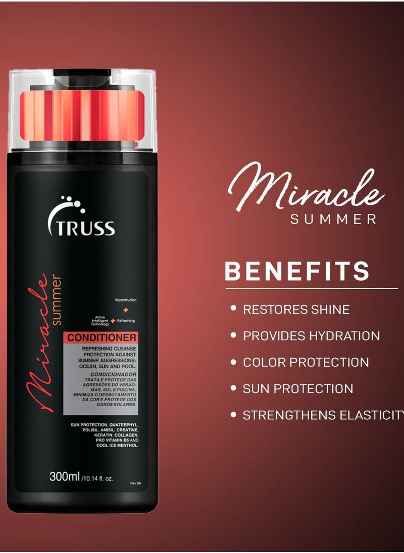 TRUSS Miracle Summer Conditioner - Moisturizing Conditioner, Protects Hair From Sun, UV, Ocean & Pool Water, Adds Shine, Prevents Color Fading - All Hair Types 300 ML