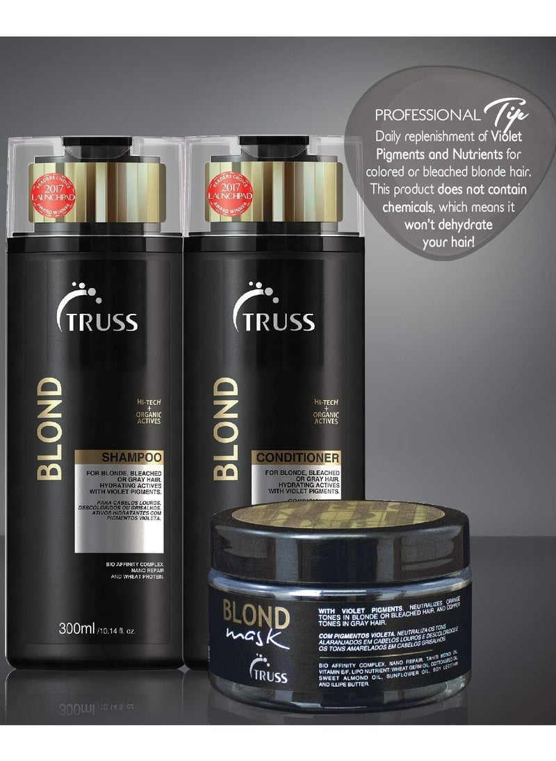 Truss - Blond Conditioner - Hi Tech Organic Actives - For Blond Bleached or Grey Hair 300 ML