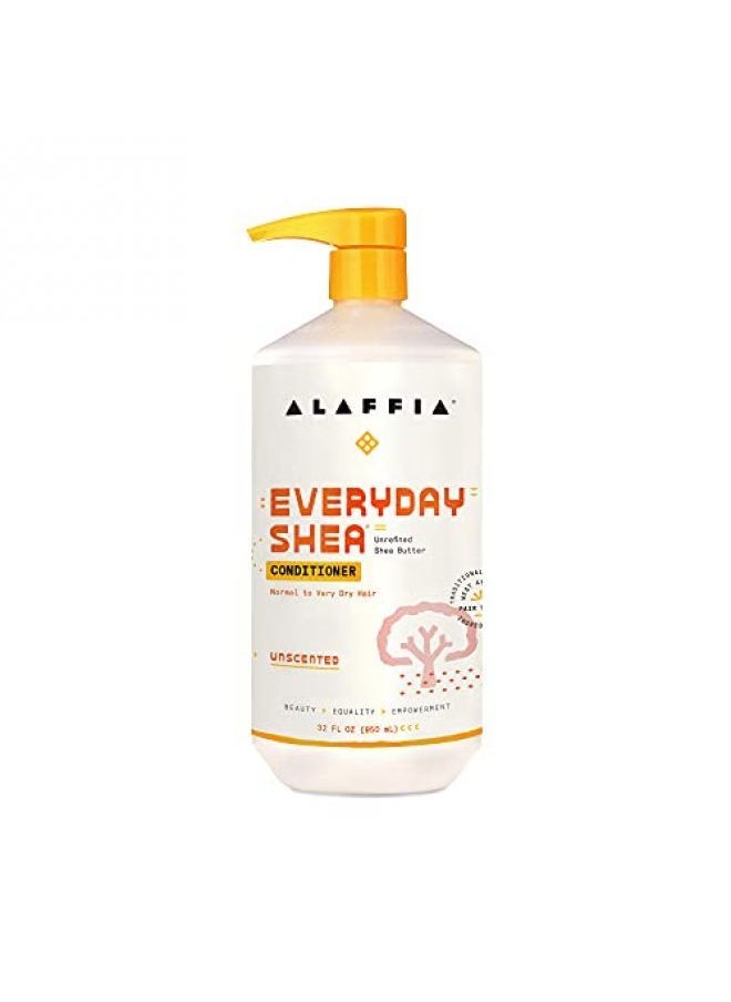 Alaffia Everyday Shea Conditioner, Moisturizes, Restores and Protects. Made with Fair Trade Shea Butter, Cruelty Free, No Parabens, Vegan, Unscented 32 Fl Oz