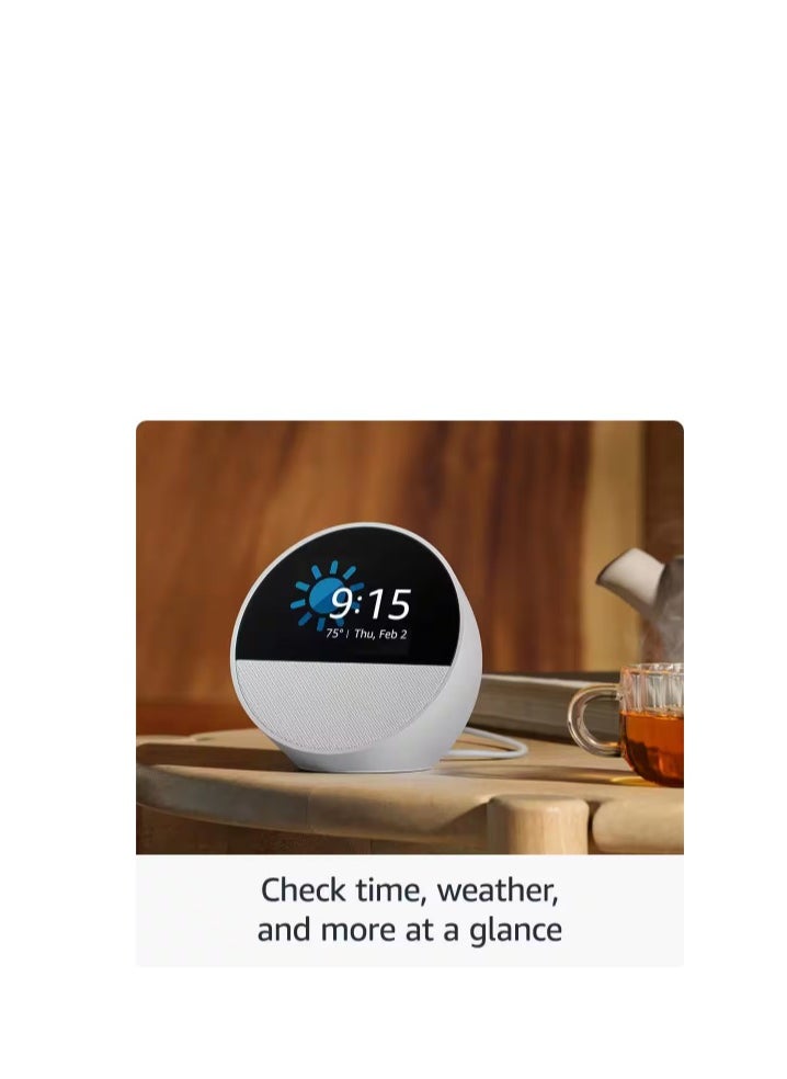 Echo Spot (2024 Release) Smart Alarm Clock with Vibrant Sound Plus Alexa, Black