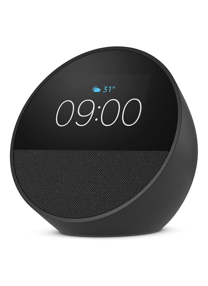 Echo Spot (2024 Release) Smart Alarm Clock with Vibrant Sound Plus Alexa, Black