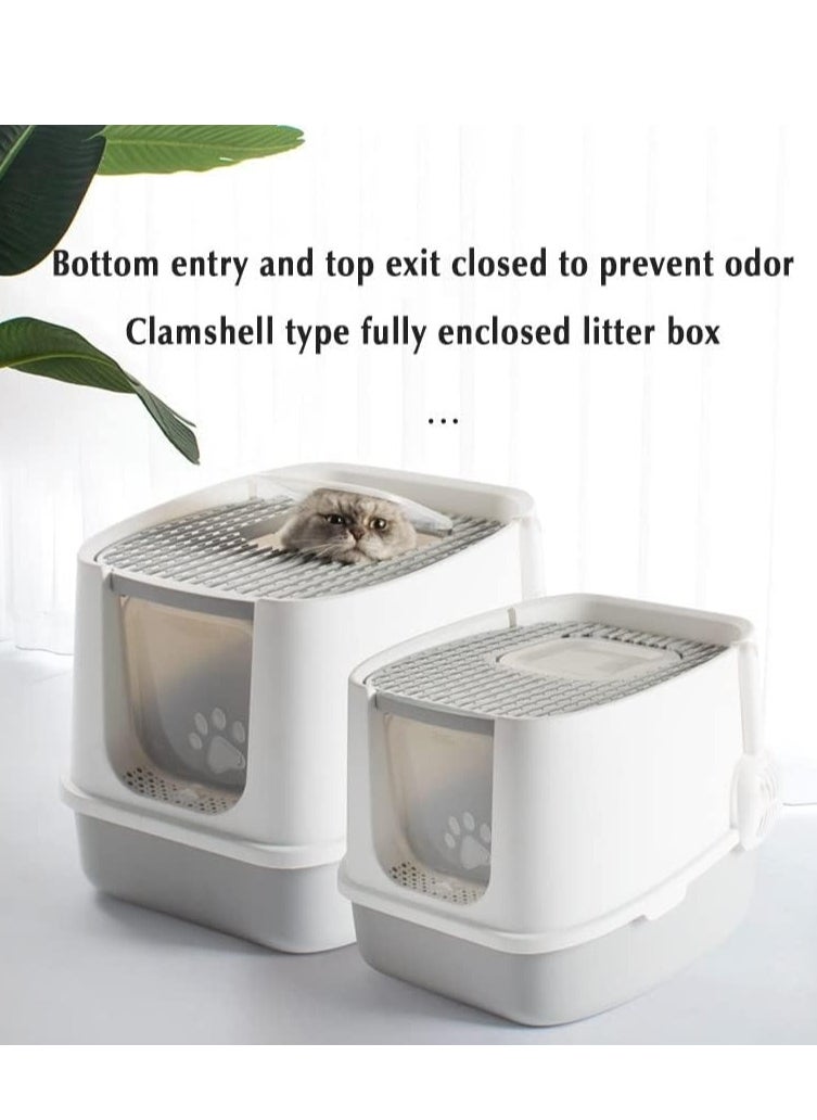 Double Entrance Fully enclosed cat litter box extra large 51*45CM Accommodate 10kg cat easy to clean and deodorize  The enlarged basin can hold 12L cat litter