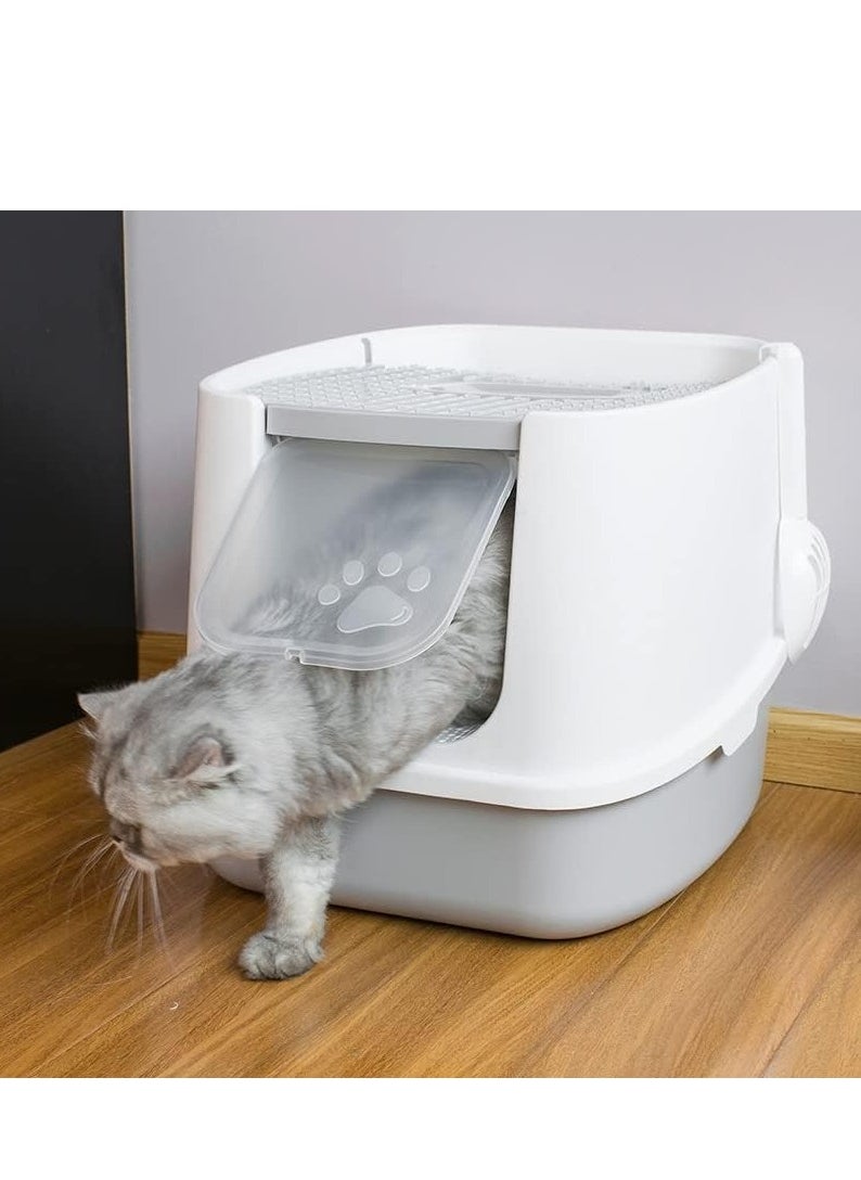 Double Entrance Fully enclosed cat litter box extra large 51*45CM Accommodate 10kg cat easy to clean and deodorize  The enlarged basin can hold 12L cat litter