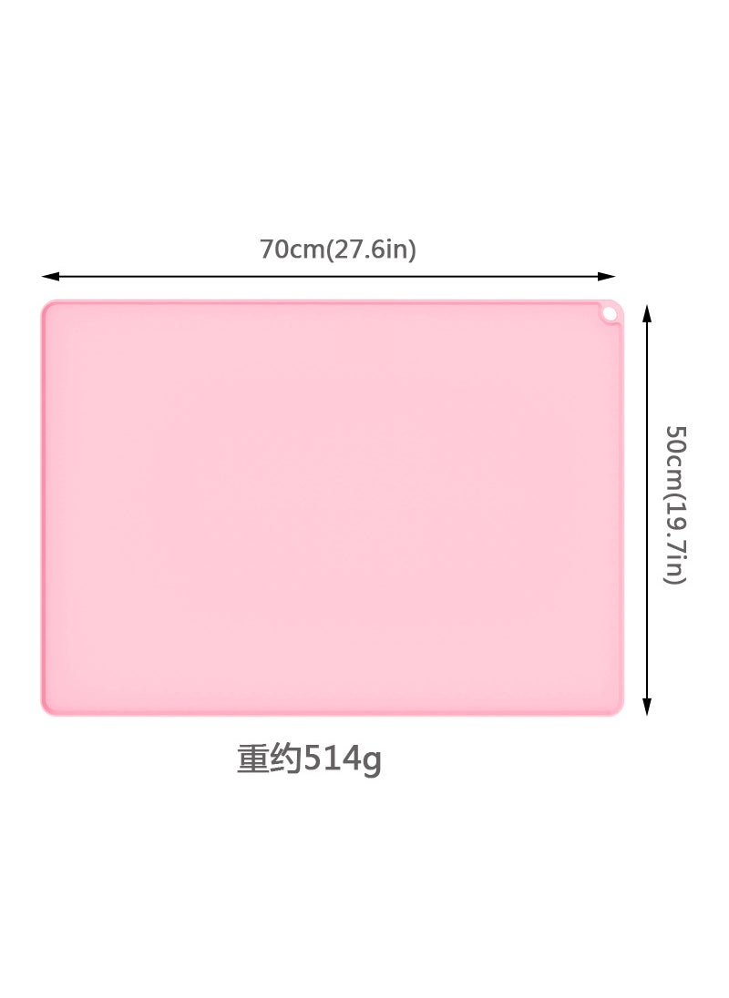 Non-Slip Waterproof Silicone Pet Mat for Cats  Dogs 5070 pink