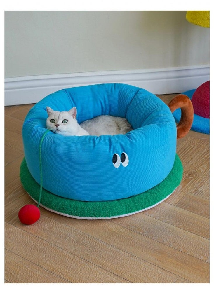 Tea Cup Inspired Desing Pet Bed - Polyester - Your Pet's New Favorite Spot, Cat And Dog Bed