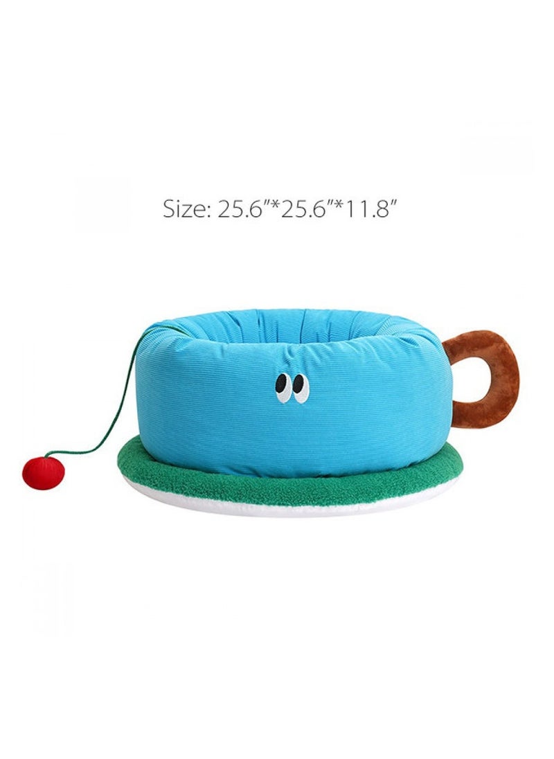 Tea Cup Inspired Desing Pet Bed - Polyester - Your Pet's New Favorite Spot, Cat And Dog Bed