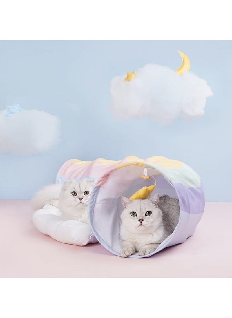 Soft Warm, Pet Bed Dog and Cat, Cozy Cushion Mats, Sleeping Bed Blanket with Tunnel, Size 126cm X 64cm X 28cm