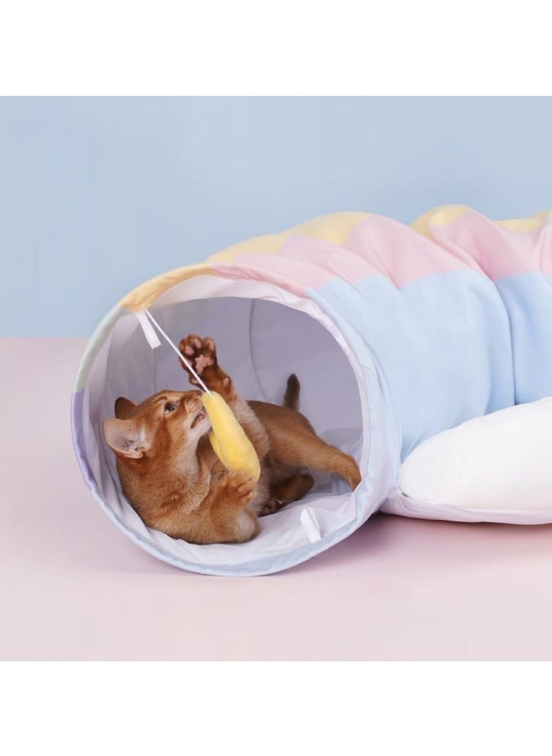 Soft Warm, Pet Bed Dog and Cat, Cozy Cushion Mats, Sleeping Bed Blanket with Tunnel, Size 126cm X 64cm X 28cm