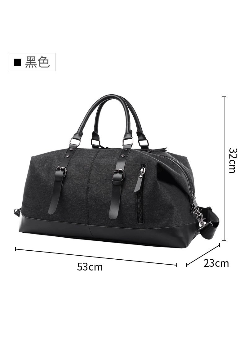 Retro Canvas Duffle Bag Mens Fashion Large Capacity Travel Black