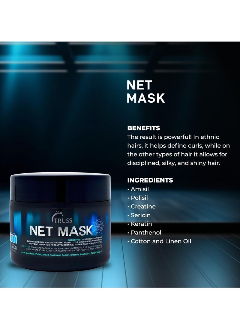 Truss Net Mask - Hydrating Hair Treatment, Fiber Effect for Intense Repair - Nano-Regeneration for Porous, Damaged Hair - Deep Nourishment & Intelligent Hair Repair - 550 G