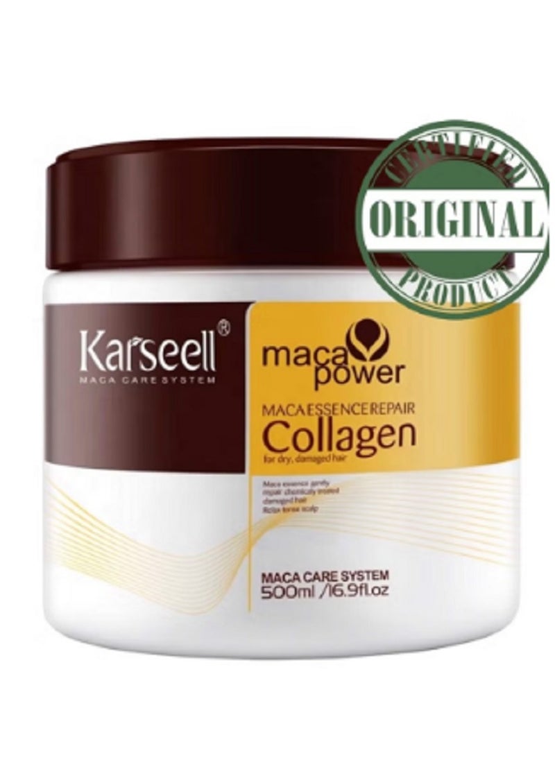 Karseell Collagen Hair Treatment Deep Repair Conditioning Argan Oil Collagen Hair Mask Essence for Dry Damaged Hair All Hair Types 500ml