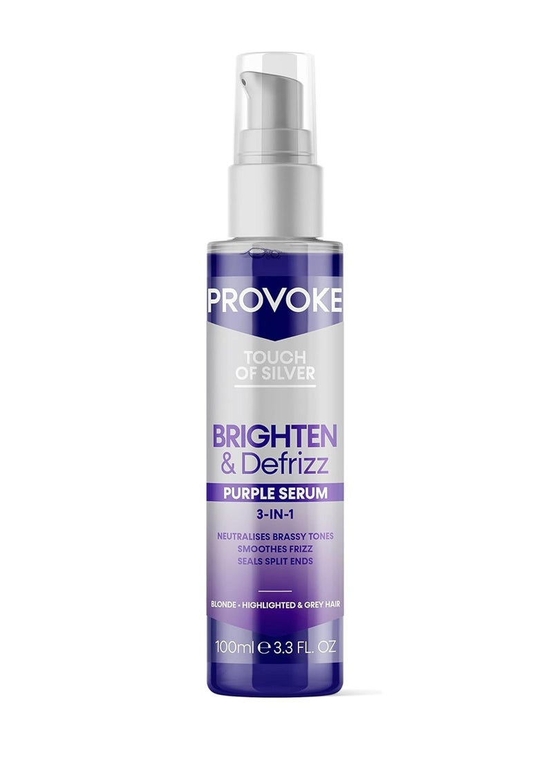 Touch of silver Brighten and Defrizz Purple Serum 100 ml Neutralise Brassy Tones. Anti Frizz Seal Split Ends Plant Based Keratin Purple Pigments For Blonde Highlighted and Grey Hair