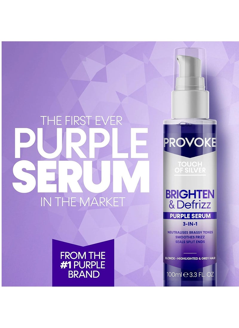 Touch of silver Brighten and Defrizz Purple Serum 100 ml Neutralise Brassy Tones. Anti Frizz Seal Split Ends Plant Based Keratin Purple Pigments For Blonde Highlighted and Grey Hair