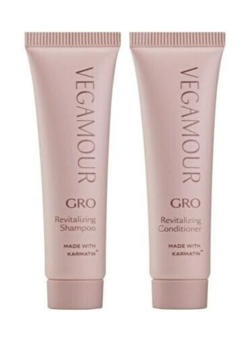 Vegamour GRO Revitalizing Shampoo & Conditioner - Travel Mini 0.5 Oz x 2/15 ml