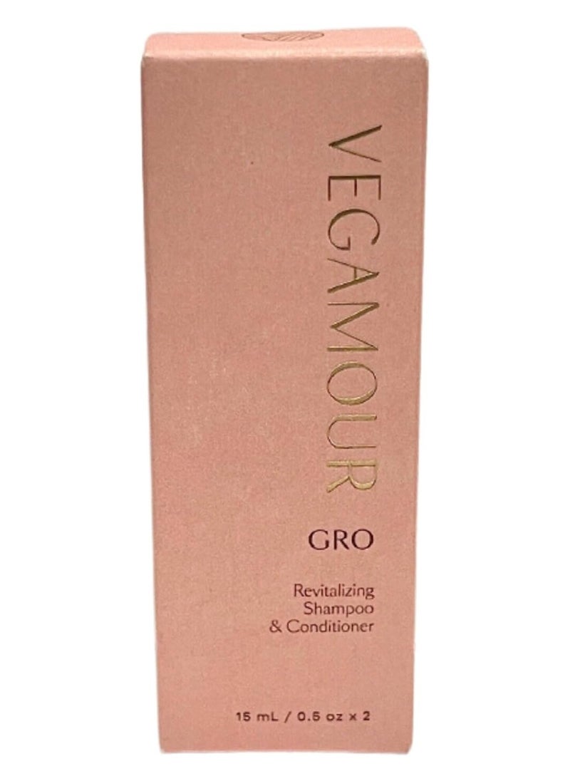 Vegamour GRO Revitalizing Shampoo & Conditioner - Travel Mini 0.5 Oz x 2/15 ml