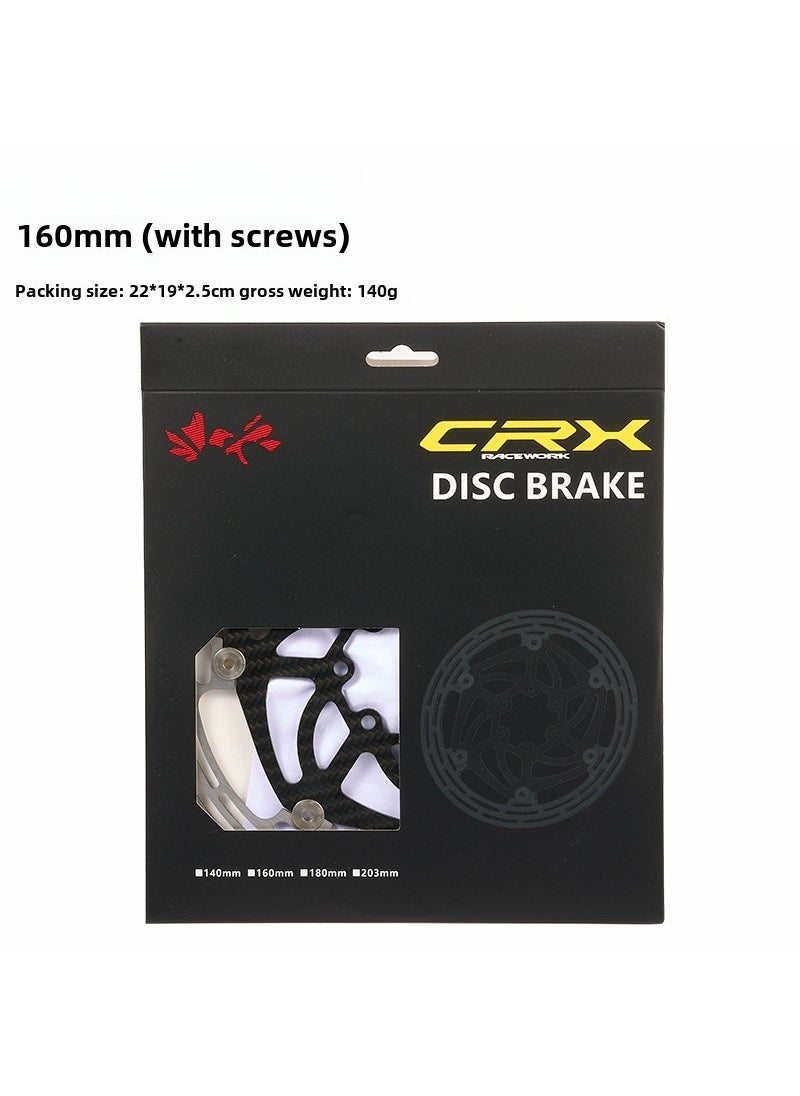 RACEWORK mountain bike disc road bike carbon fiber brake disc ultra light floating six nail disc brake disc 160mm (with screws)