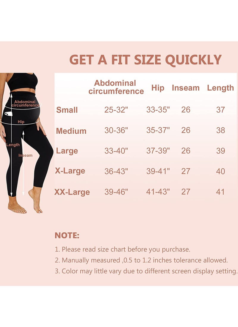 3 Pack Women's Maternity Leggings Over The Belly with Pockets Super Soft Workout Pregnancy Yoga Pants