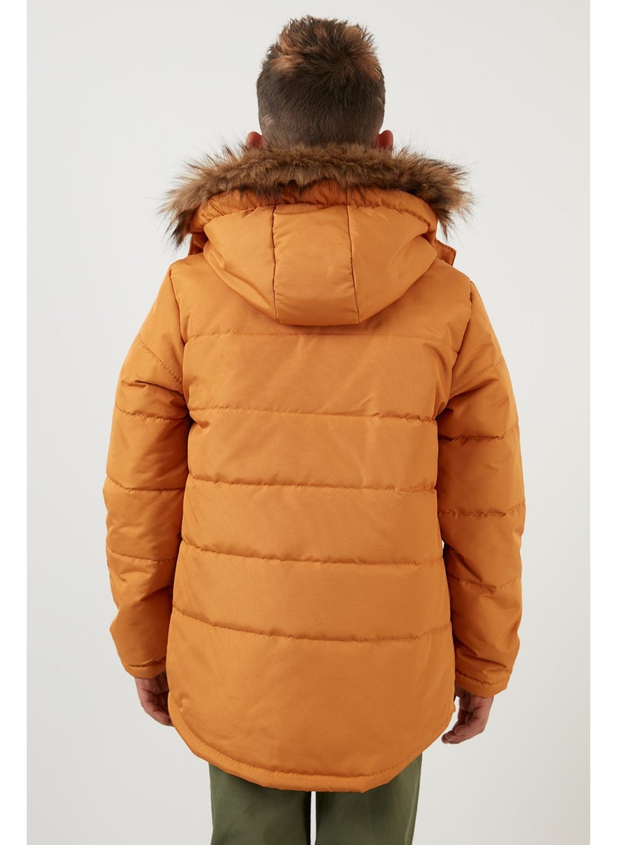 Collar Faux Fur Plush Lined Hooded Winter Coat Boy's Coat 6036024