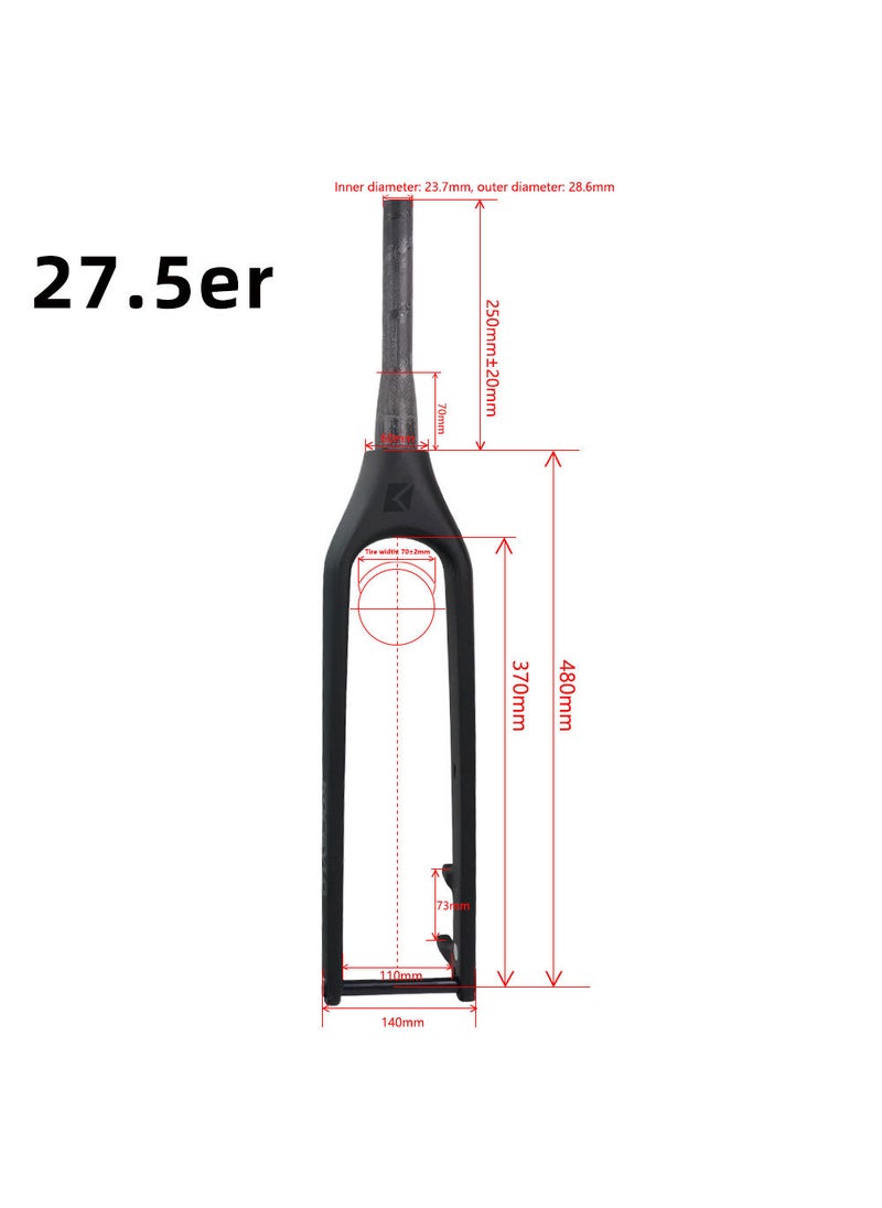 Carbon fiber boost front fork hard fork mountain bike off-road barrel axle front fork 29-inch open gear 110mm Bianhe 27.5 inch black